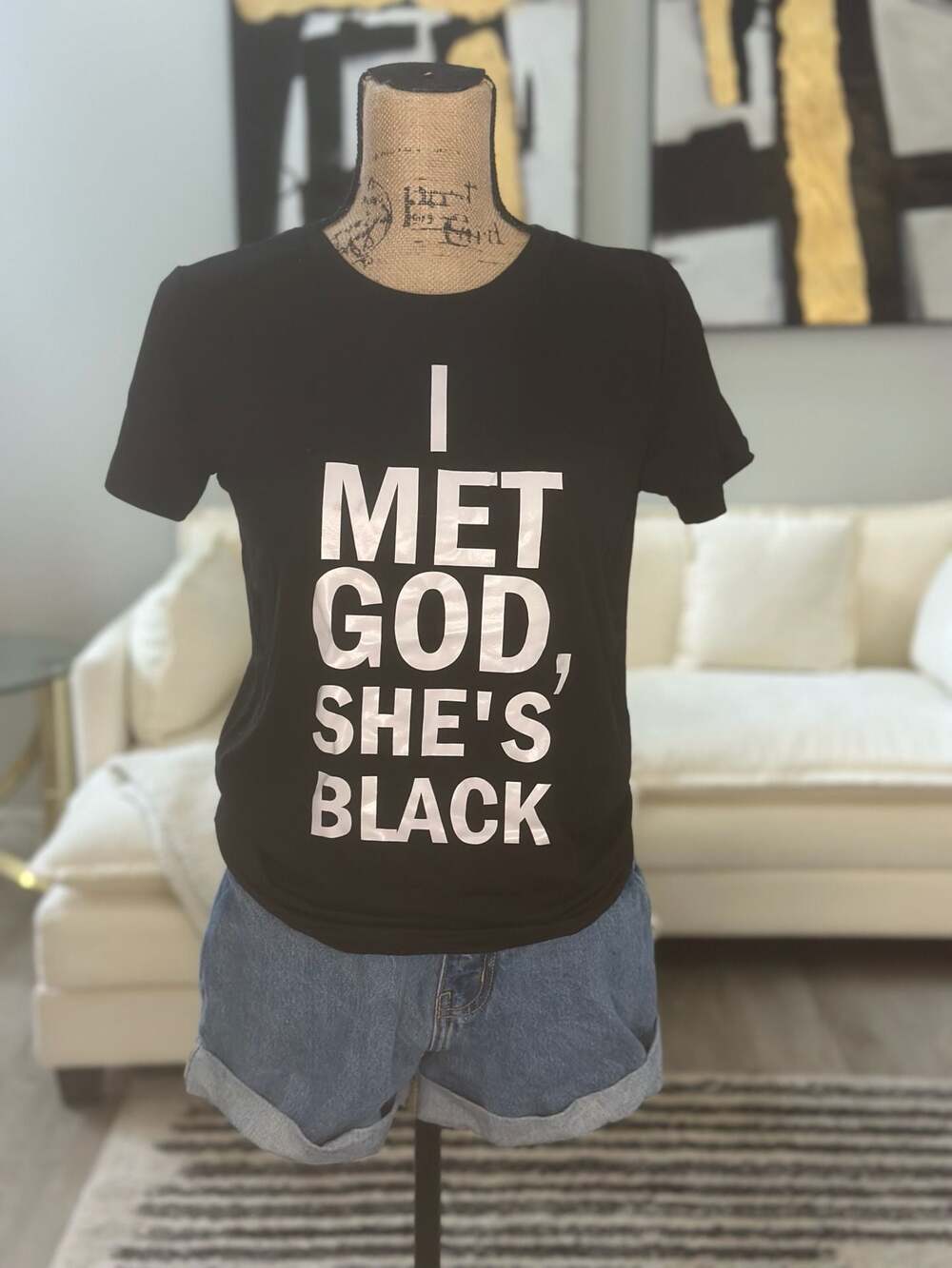 I Met God She's Black Graphic T-Shirt